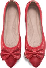 FUDYNMALC Womens Ballet Flats Shoes: Foldable Dressy Wedding Ballerina Shoes Sparkly Bowknot Pointed Toe Slip on Walking Loafers - Image 6