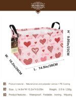 HUNRUNG Rectangle Storage Basket Cute Canvas Organizer Bin for Pet/Children Toys, Books, Clothes Perfect for Rooms/Playroom(REC-Pink Love Heart) - Image 3