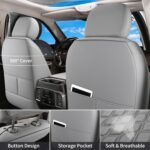 Huidasource Tacoma Front&Back Seat Covers, Gray Leather Car Seat Cushion Cover Accessories Fit for 2016-2023 Double & Crew Cab Toyota Tacoma SR SR5 Limited TRD Sport/Pro/Off Road(Full Set/Gray) - Image 3