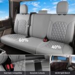 Huidasource Tacoma Front&Back Seat Covers, Gray Leather Car Seat Cushion Cover Accessories Fit for 2016-2023 Double & Crew Cab Toyota Tacoma SR SR5 Limited TRD Sport/Pro/Off Road(Full Set/Gray) - Image 4