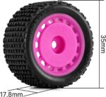 INJORA Pre-Mounted Pin Buggy Tires & Wheels for 1/28 Losi Micro-T, 4pcs(Magenta) - Image 3