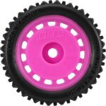 INJORA Pre-Mounted Pin Buggy Tires & Wheels for 1/28 Losi Micro-T, 4pcs(Magenta) - Image 4