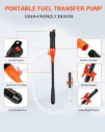 Portable Transfer Pump Battery Operated Electric Siphon Pump for Gas, Fuel, Diesel, Water Transfer 2.4 GPM Flow Oil Extractor -Easy to Use Hand Fuel Pump, Multi-Use Siphon Fuel Transfer Pump - Image 7
