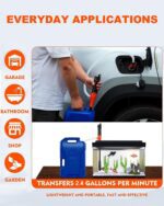 Portable Transfer Pump Battery Operated Electric Siphon Pump for Gas, Fuel, Diesel, Water Transfer 2.4 GPM Flow Oil Extractor -Easy to Use Hand Fuel Pump, Multi-Use Siphon Fuel Transfer Pump - Image 8