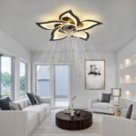 Black Flower Modern CeilingFans with Lights, Low Profile Ceiling Fan with Remote for Bedroom, Flush Mount Ceiling Fan with LED Dimmable Light,6-Speeds, Timing CeilingFan Light - Image 3
