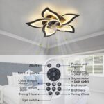 Black Flower Modern CeilingFans with Lights, Low Profile Ceiling Fan with Remote for Bedroom, Flush Mount Ceiling Fan with LED Dimmable Light,6-Speeds, Timing CeilingFan Light - Image 4