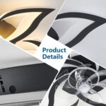 Black Flower Modern CeilingFans with Lights, Low Profile Ceiling Fan with Remote for Bedroom, Flush Mount Ceiling Fan with LED Dimmable Light,6-Speeds, Timing CeilingFan Light - Image 5