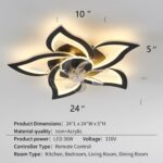 Black Flower Modern CeilingFans with Lights, Low Profile Ceiling Fan with Remote for Bedroom, Flush Mount Ceiling Fan with LED Dimmable Light,6-Speeds, Timing CeilingFan Light - Image 6