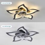 Black Flower Modern CeilingFans with Lights, Low Profile Ceiling Fan with Remote for Bedroom, Flush Mount Ceiling Fan with LED Dimmable Light,6-Speeds, Timing CeilingFan Light - Image 7
