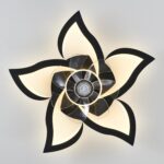 Black Flower Modern CeilingFans with Lights, Low Profile Ceiling Fan with Remote for Bedroom, Flush Mount Ceiling Fan with LED Dimmable Light,6-Speeds, Timing CeilingFan Light - Image 9