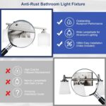 Bathroom Lighting Fixtures Over Mirror Brushed Nickel, Anti-Rust 3-Light Bathroom Vanity Lights, Modern 18Inches Wall Sconces E26 Base, Milky White Glass Shades, Bulbs Not Included - Image 3