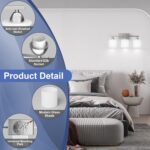 Bathroom Lighting Fixtures Over Mirror Brushed Nickel, Anti-Rust 3-Light Bathroom Vanity Lights, Modern 18Inches Wall Sconces E26 Base, Milky White Glass Shades, Bulbs Not Included - Image 5