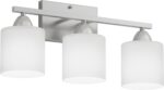Bathroom Lighting Fixtures Over Mirror Brushed Nickel, Anti-Rust 3-Light Bathroom Vanity Lights, Modern 18Inches Wall Sconces E26 Base, Milky White Glass Shades, Bulbs Not Included - Image 9