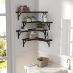 Corner Floating Shelves Wall Mounted Set of 4, Rustic Wood Storage Display Wall Shelves for Home Decor, Bathroom, Kitchen, Bedroom, Living Room, Office (Brown) - Image 7