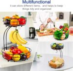 Auledio Iron 2-Tier Countertop Fruit Vegetables Basket Bowl Storage With Banana Hanger, Black, 64 ounces - Image 8