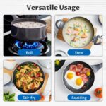 Induction Cookware Pots and Pans Set 10 Piece, BEZIA Dishwasher Safe Nonstick Cooking Pans, Stay-Cool Bakelite Handle, Scratch Resistant Kitchen Sets with Frying Pans, Saucepans & Stockpot (Black) - Image 6