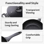 Induction Cookware Pots and Pans Set 10 Piece, BEZIA Dishwasher Safe Nonstick Cooking Pans, Stay-Cool Bakelite Handle, Scratch Resistant Kitchen Sets with Frying Pans, Saucepans & Stockpot (Black) - Image 8