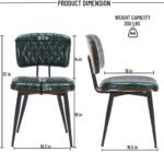 Dining Chairs Set of 2 - Modern Kitchen Chairs Upholstered Faux Leather Dining Chairs with Back Support Kitchen & Dining Room Chairs with Sturdy Metal Legs, Green. - Image 3