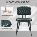 Dining Chairs Set of 2 - Modern Kitchen Chairs Upholstered Faux Leather Dining Chairs with Back Support Kitchen & Dining Room Chairs with Sturdy Metal Legs, Green. - Image 4