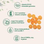 Vitamin D3 K2 Gummies | 5,000 IU D3 + 100 mcg K2 MK-7 | 120 Count | Sugar Free Golden Passion Fruit Flavor | 2-in-1 Gummy Vitamins | Bone, Immune, & Heart Health Supplements | Non-GMO, Gluten Free - Image 4