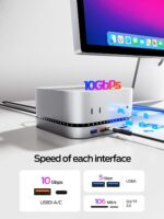MOVE SPEED Mac mini M4 Dock with 2TB NVMe SSD, 10 in 1 Aluminum Stand Hub, 10Gbps USB-C/A, 4K60Hz HDMI, SD/TF Reader, Space-Saving Vertical Design - Image 3