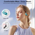 Open Ear Headphones, Bluetooth 5.4 Earbuds, 50H, Air Conduction Ear buds, HD Stereo Bass Over Ear Earphones with Earhooks, Ultra-Comfort Secure Fit, IPX7 Waterproof Headset for Working Sports, Blue - Image 5