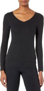 Amazon Essentials Women's Slim-Fit Layering Long Sleeve Knit Rib V-Neck Shirts (Available in Plus Size), Pack of 2 - Image 3