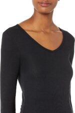 Amazon Essentials Women's Slim-Fit Layering Long Sleeve Knit Rib V-Neck Shirts (Available in Plus Size), Pack of 2 - Image 5