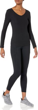 Amazon Essentials Women's Slim-Fit Layering Long Sleeve Knit Rib V-Neck Shirts (Available in Plus Size), Pack of 2 - Image 6