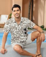 DEMEANOR Hawaiian Shirt for Men Short Sleeve Floral Button Down Shirt Tropical Hawaiian Shirts Casual Linen Shirts Beach - Image 4