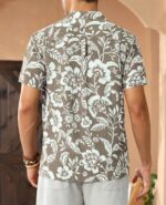 DEMEANOR Hawaiian Shirt for Men Short Sleeve Floral Button Down Shirt Tropical Hawaiian Shirts Casual Linen Shirts Beach - Image 5