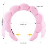 Spa Headbands for Washing Face or Facial, Set of 2 Skincare Headbands, Terry Cloth Headband Wash Combo Pack - Puffy Makeup Washing, Mask, Skin Treatment (Black & Pink) - Image 3