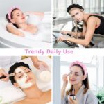 Spa Headbands for Washing Face or Facial, Set of 2 Skincare Headbands, Terry Cloth Headband Wash Combo Pack - Puffy Makeup Washing, Mask, Skin Treatment (Black & Pink) - Image 4