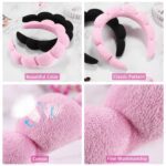 Spa Headbands for Washing Face or Facial, Set of 2 Skincare Headbands, Terry Cloth Headband Wash Combo Pack - Puffy Makeup Washing, Mask, Skin Treatment (Black & Pink) - Image 6