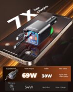 SUPERONE Retractable Car Charger, 69W Car Charger Adapter for iPhone 17 USB C Charger Fast Charging with Starry Light, Car Accessories Compatible with iPhone 17/16/15/14/13/12, iPad, Android, Pixel - Image 4