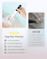 Dog Grooming Kit with LED Display, 35dB Ultra-Low Noise Dog Paw Trimmer, Cordless Hair Trimmer for Paws, Ears, Face, Rump with LED Light - Image 4