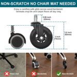 TICONN Office Chair Caster Wheels Set of 5 for Tile, Hardwood Floors and Carpets, Universal Fit for Most Chairs (Black) - Image 6