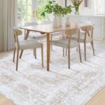 Area Rug 8x10 Living Room Rug, Machine Washable Vintage Distressed Medallion Rug Non-Slip Soft Low Pile Large Indoor Rugs for Bedroom Kitchen Dining Room Office(Beige,8'x10') - Image 4