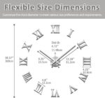 Mintime Frameless DIY Wall Clock 3D Acrylic Sticker Roman Numbers Adhesive Modern Art Wall Clock Parts Kit Home Decorations for Living Room Bedroom - Image 6