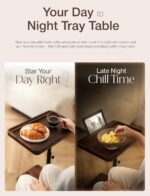 HOLANA Acacia Wood Adjustable C-Shaped Couch Table – 360° Swivel Side Table for Sofa - Small End Table for iPad, Laptop, or TV Tray – Eating Trays for Living Room or Bedside Use (Walnut) - Image 6