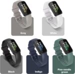 TiMOVO 5 Pack Sport Straps Compatible with Fitbit Inspire 3 Bands, Soft Silicone Sport Band for Women Men, Replacement Wristband for Fitbit Inspire 3 Tracker, Small, Black/Indigo/White/Gray/Pine Green - Image 5