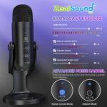 ZealSound USB Microphone,Condenser Computer PC Mic,Plug&Play Gaming Microphones for PS 4&5.Headphone Output&Volume Control,Mic Gain Control,Mute Button Vocal,YouTube Podcast on Mac&Windows(Black) - Image 4