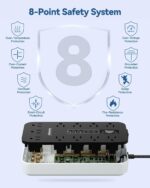 Flat Plug Extension Cord with Multiple Outlets- 10 FT USB Power Strip, 1625W AC Extension Cord with 11 AC Outlet 6 USB (24W/4.8A), Desk Charging Station for Home, Office, Dorm, Gaming Room Essentials - Image 8