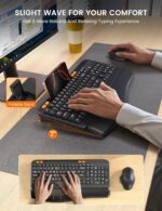 Wireless Keyboard and Mouse Combo, Ergonomic Wave Keys, Cushioned Plam Rest, Rechargeable, Phone Holder, Natural Typing, 2.4G Lag-Free, Full Size Keyboards Cordless Set for Windows/Mac -SABLUTE - Image 3