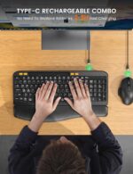 Wireless Keyboard and Mouse Combo, Ergonomic Wave Keys, Cushioned Plam Rest, Rechargeable, Phone Holder, Natural Typing, 2.4G Lag-Free, Full Size Keyboards Cordless Set for Windows/Mac -SABLUTE - Image 5