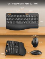 Wireless Keyboard and Mouse Combo, Ergonomic Wave Keys, Cushioned Plam Rest, Rechargeable, Phone Holder, Natural Typing, 2.4G Lag-Free, Full Size Keyboards Cordless Set for Windows/Mac -SABLUTE - Image 10