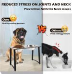 Elevated Dog Bowls for X-Large & Large Dogs, 16” Tall Raised Feeder Stand with 2×3000ML Stainless Steel Bowls and Slow Feeder, Heavy-Duty Dog Food & Water Bowl Set - Image 4