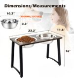 Elevated Dog Bowls for X-Large & Large Dogs, 16” Tall Raised Feeder Stand with 2×3000ML Stainless Steel Bowls and Slow Feeder, Heavy-Duty Dog Food & Water Bowl Set - Image 6