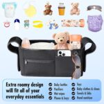 Stroller Organizer, New Fabric Design, Holds 2 Cup Holders for Baby Products, Multiple Pockets for Storing Diapers and Toys, Suitable for All Off-Road Models - Image 5