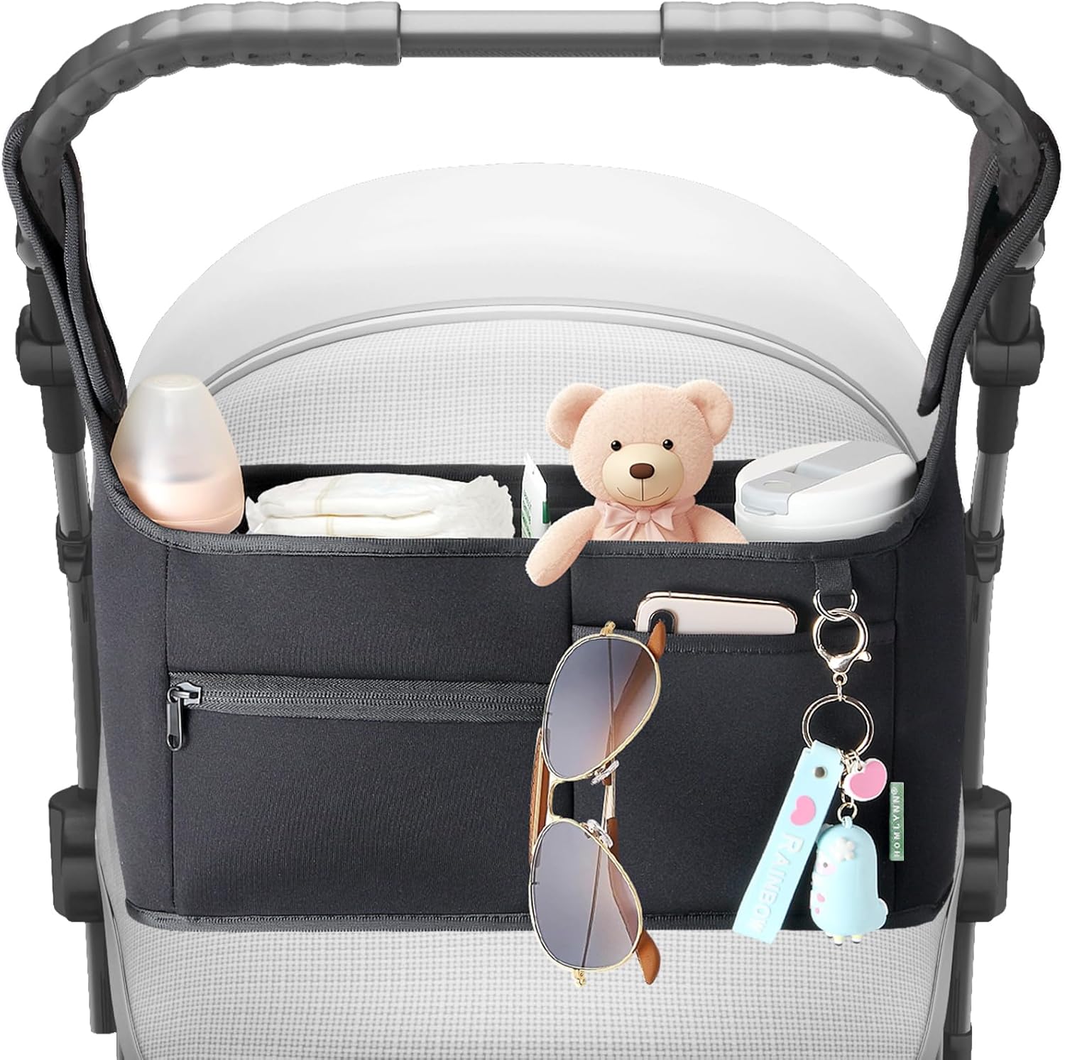 Stroller Organizer, New Fabric Design, Holds 2 Cup Holders for Baby Products, Multiple Pockets for Storing Diapers and Toys, Suitable for All Off-Road Models - Image 8